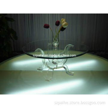 Transparent Lucite Flower Base Coffee Table